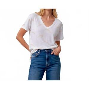 NEW RAILS cara linen jersey cheetah print shirt in white